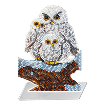 5D DIY Acrylic Cute Owl Desktop Diamond Art Kits for Home Office Decor (Owl)