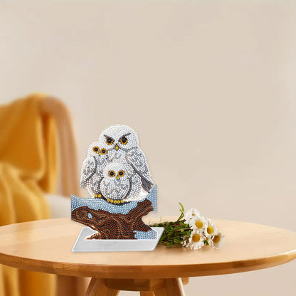 5D DIY Acrylic Cute Owl Desktop Diamond Art Kits for Home Office Decor (Owl)