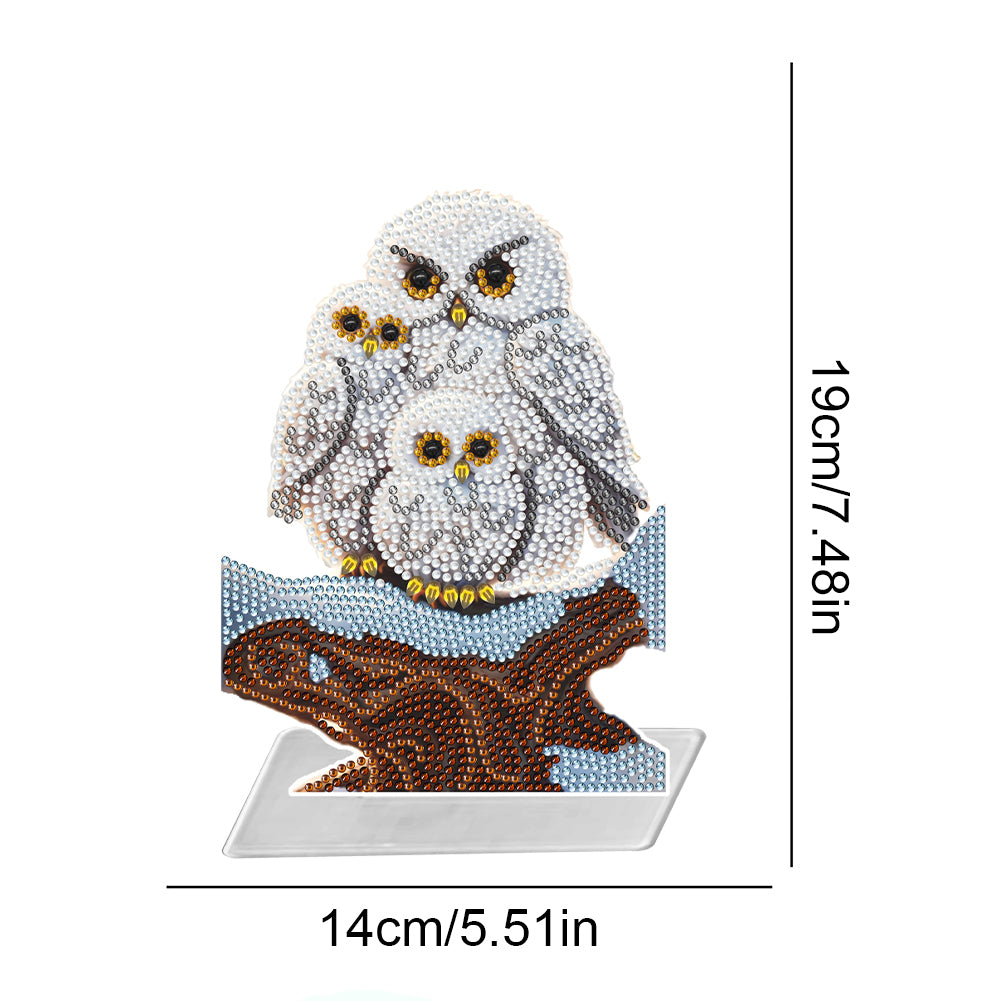 5D DIY Acrylic Cute Owl Desktop Diamond Art Kits for Home Office Decor (Owl)