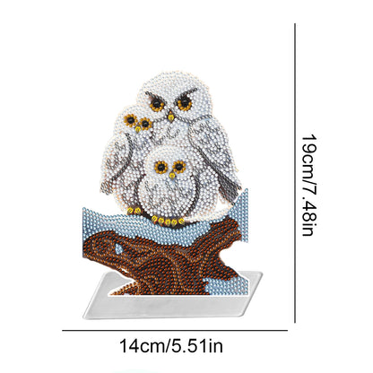 5D DIY Acrylic Cute Owl Desktop Diamond Art Kits for Home Office Decor (Owl)