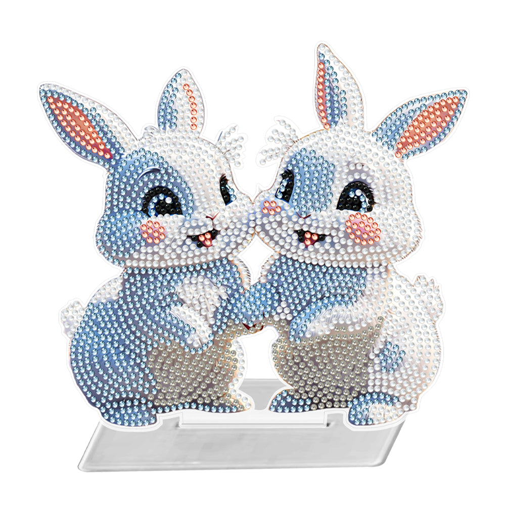 5D DIY Acrylic Rabbit Desktop Diamond Art Kits for Home Office Decor (Rabbit)