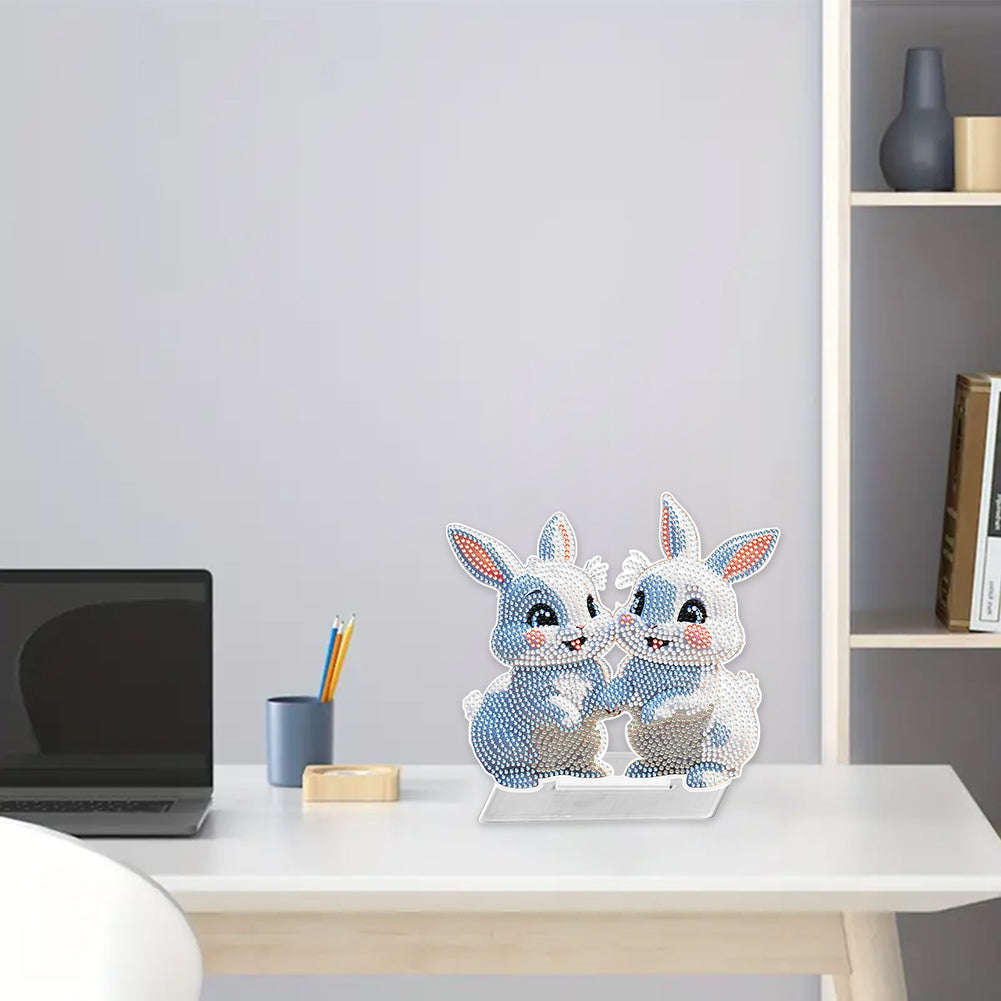 5D DIY Acrylic Rabbit Desktop Diamond Art Kits for Home Office Decor (Rabbit)