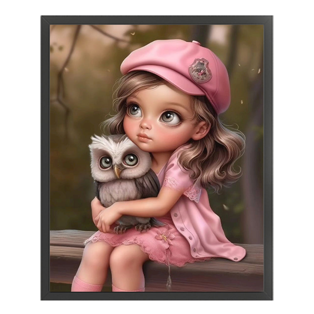 Little Girl And Owl - 11CT Counted Cross Stitch 40*50CM