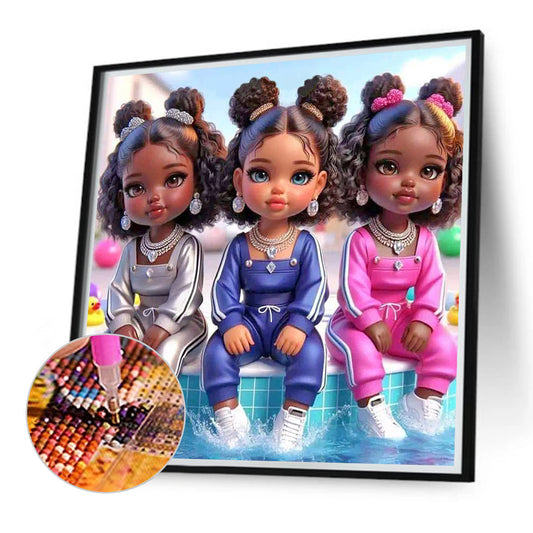 Cartoon Black Man - Full Round Drill Diamond Painting 40*40CM