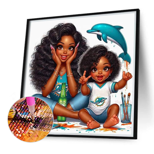 Cartoon Black Man - Full Round Drill Diamond Painting 40*40CM