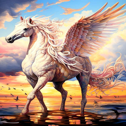 Pegasus On The Sea - Full Round Drill Diamond Painting 30*40CM