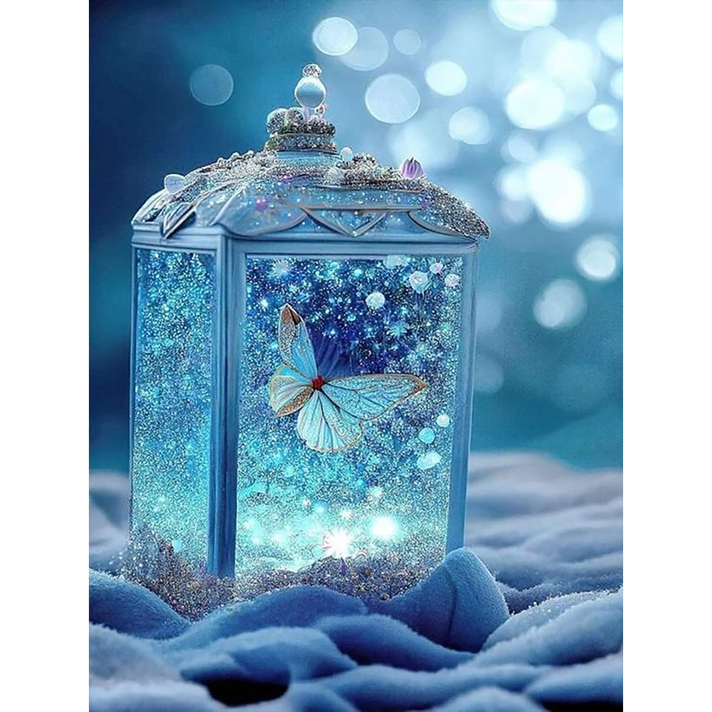 Beautiful Blue Butterfly In Jar - Full Round Drill Diamond Painting 30*40CM