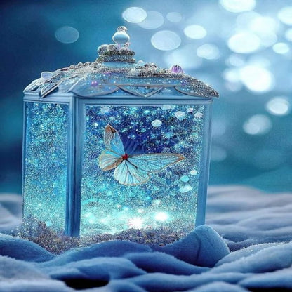 Beautiful Blue Butterfly In Jar - Full Round Drill Diamond Painting 30*40CM