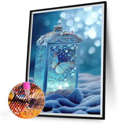 Beautiful Blue Butterfly In Jar - Full Round Drill Diamond Painting 30*40CM