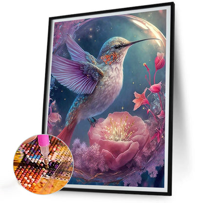 Flowers And Hummingbirds In Crystal Ball - Full Round Drill Diamond Painting 30*40CM