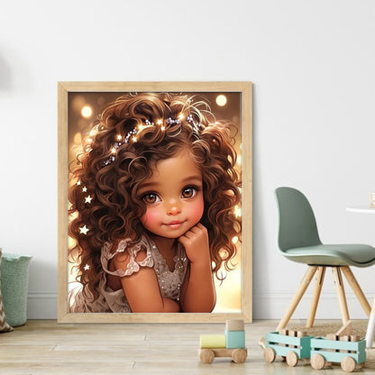Curly Hair Little Girl - 11CT Counted Cross Stitch 40*50CM