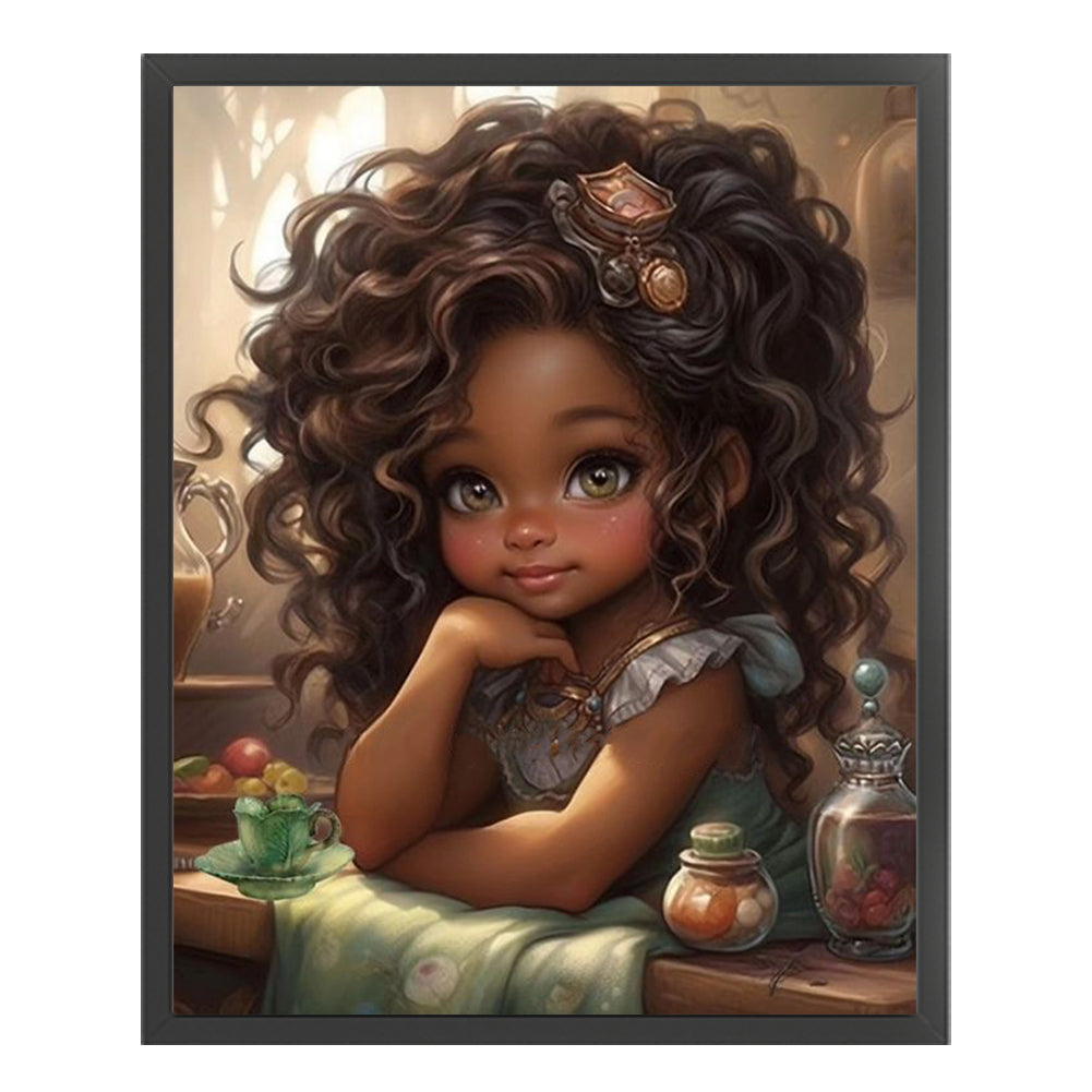 Curly Hair Little Girl - 11CT Counted Cross Stitch 40*50CM