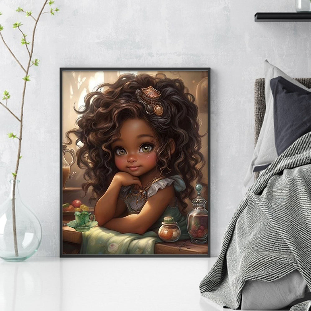 Curly Hair Little Girl - 11CT Counted Cross Stitch 40*50CM