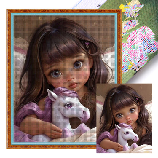 Little Girl And Pony - 11CT Stamped Cross Stitch 40*50CM