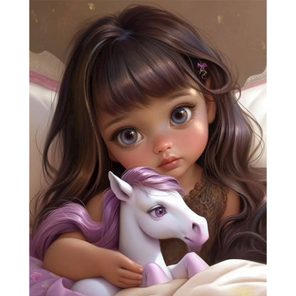 Little Girl And Pony - 11CT Stamped Cross Stitch 40*50CM