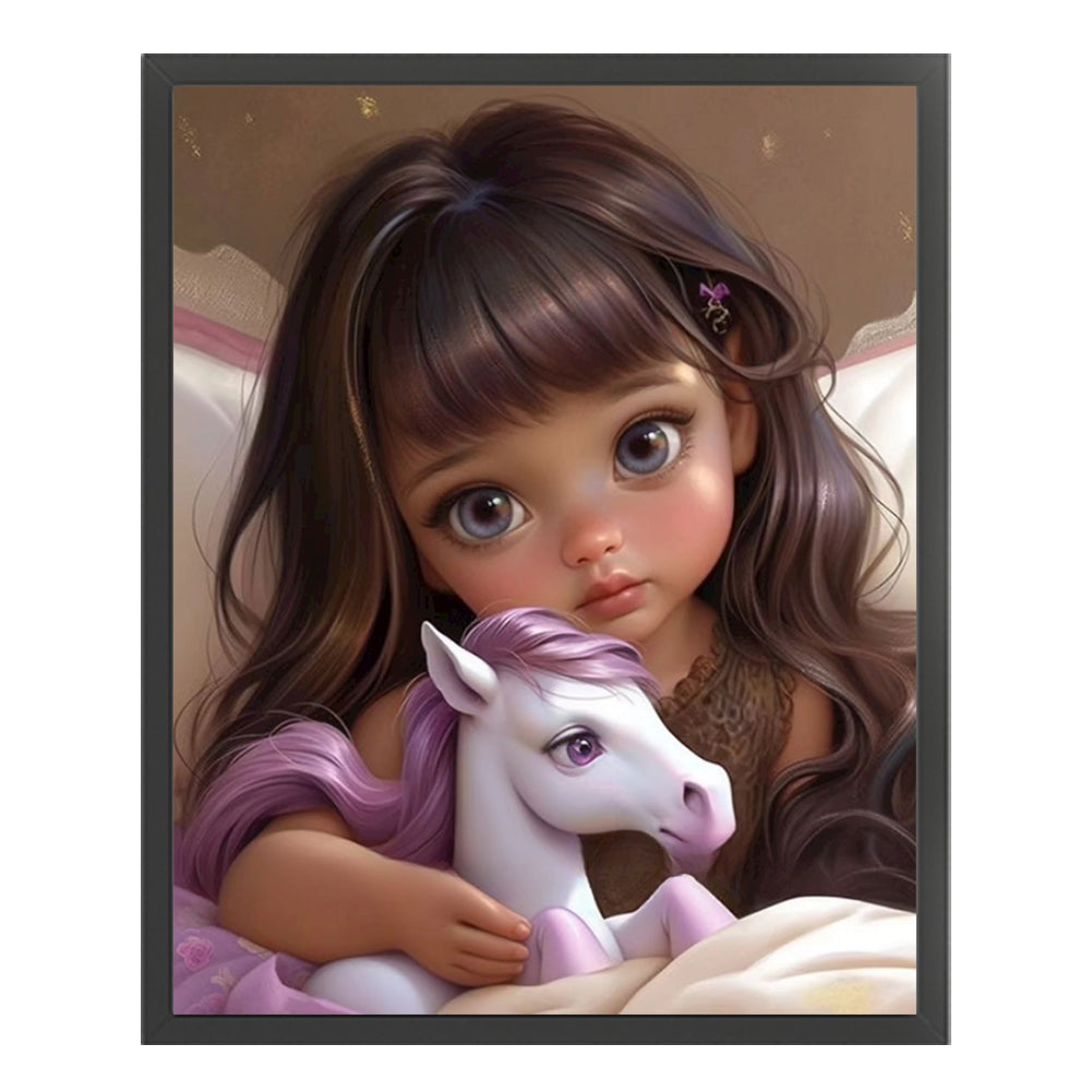 Little Girl And Pony - 11CT Stamped Cross Stitch 40*50CM