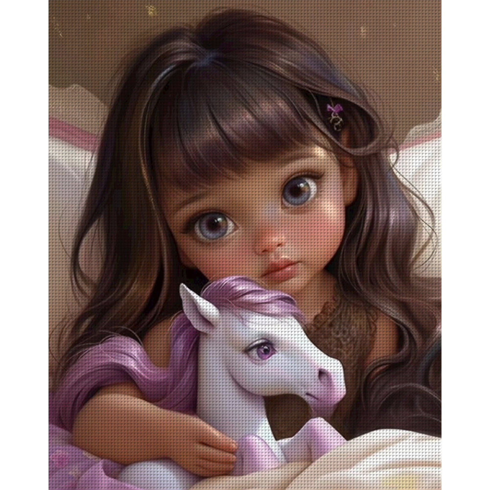 Little Girl And Pony - 11CT Stamped Cross Stitch 40*50CM