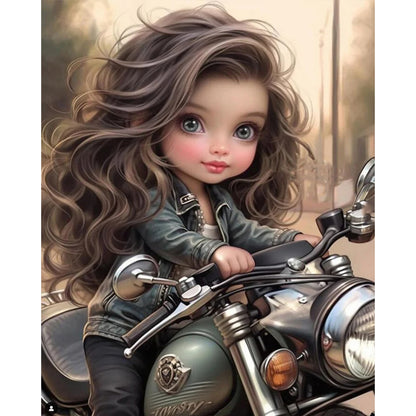 Motorcycle Girl - 11CT Stamped Cross Stitch 40*50CM