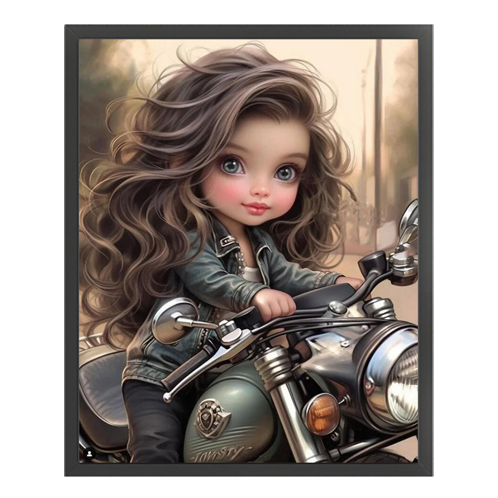 Motorcycle Girl - 11CT Stamped Cross Stitch 40*50CM