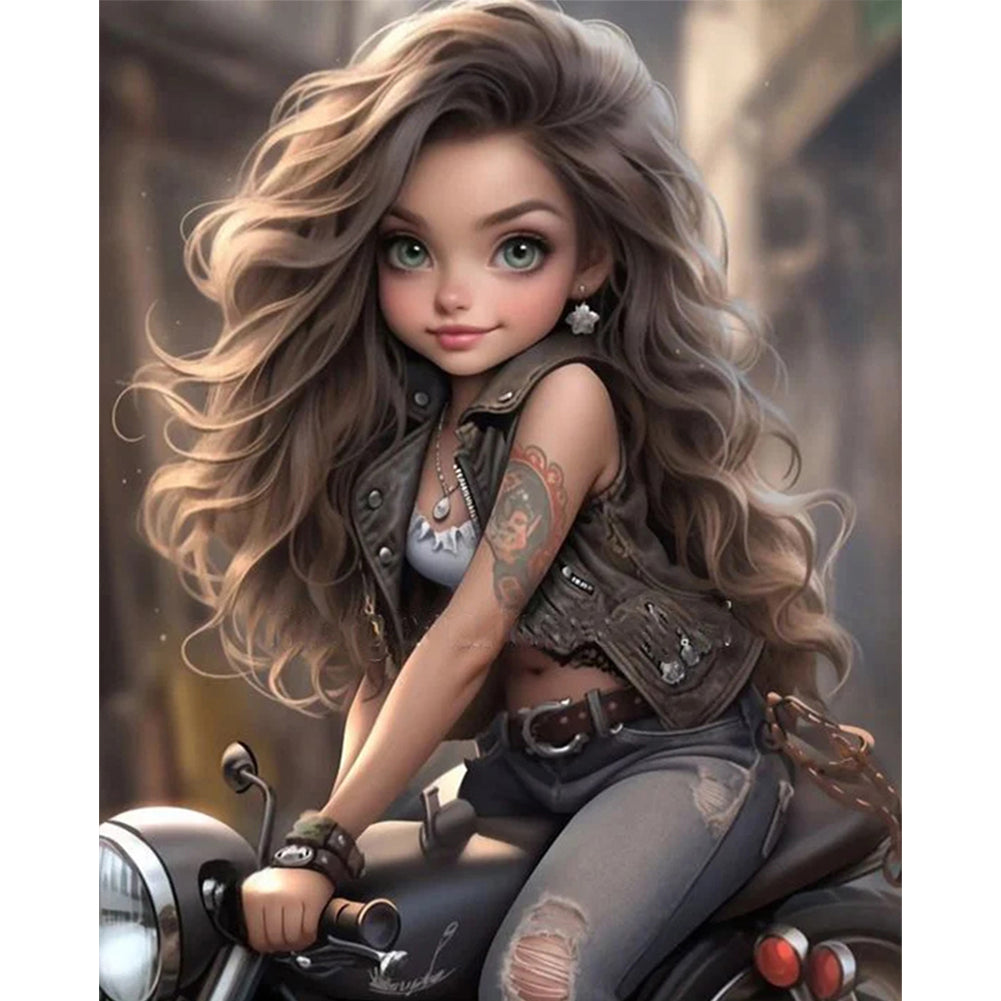 Motorcycle Girl - 11CT Stamped Cross Stitch 40*50CM