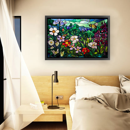 Glass Painting-Flowers - 11CT Stamped Cross Stitch 60*40CM