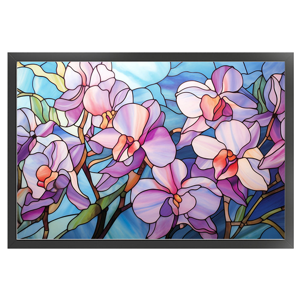 Glass Painting-Phalaenopsis - 11CT Stamped Cross Stitch 60*40CM