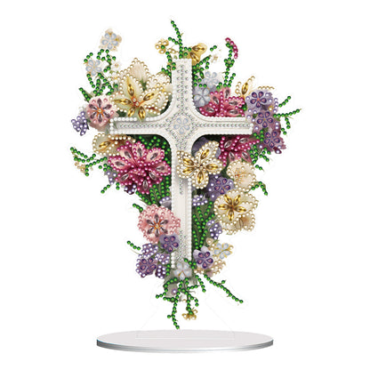 Special Shaped Flower Cross Desktop Diamond Art Kits Bedroom Table Decoration