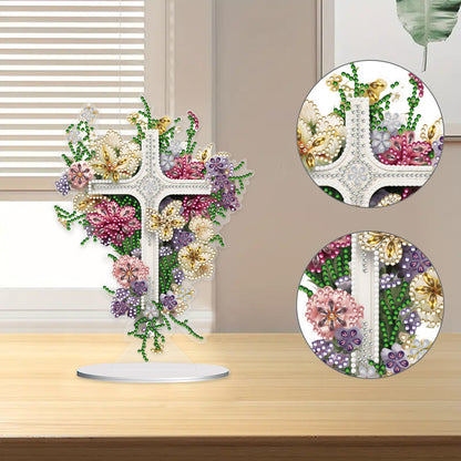 Special Shaped Flower Cross Desktop Diamond Art Kits Bedroom Table Decoration