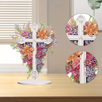 Special Shaped Flower Cross Desktop Diamond Art Kits Bedroom Table Decoration