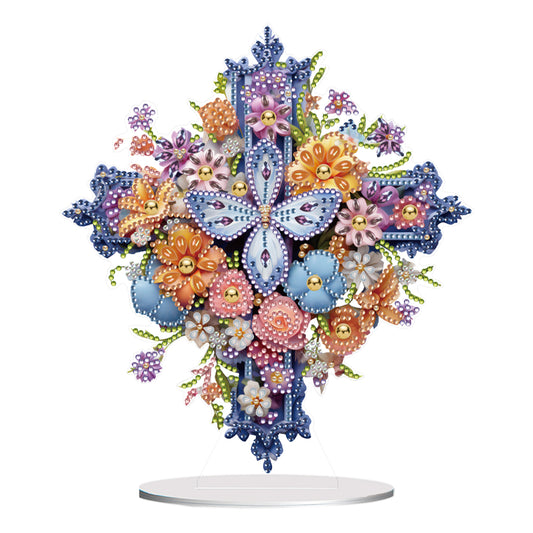 Special Shaped Flower Cross Desktop Diamond Art Kits Bedroom Table Decoration