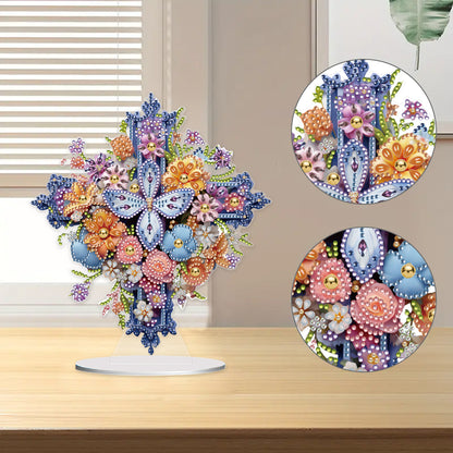 Special Shaped Flower Cross Desktop Diamond Art Kits Bedroom Table Decoration