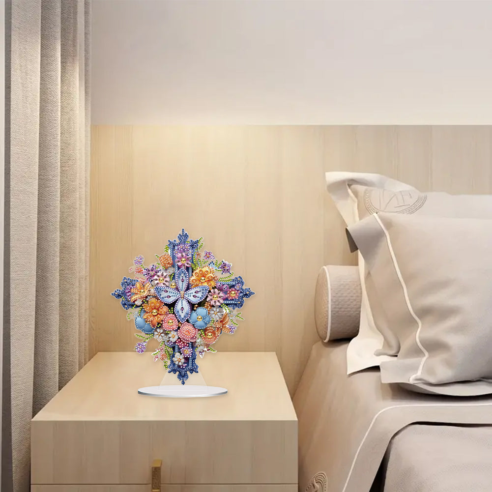 Special Shaped Flower Cross Desktop Diamond Art Kits Bedroom Table Decoration