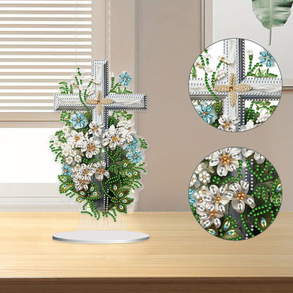 Special Shaped Flower Cross Desktop Diamond Art Kits Bedroom Table Decoration