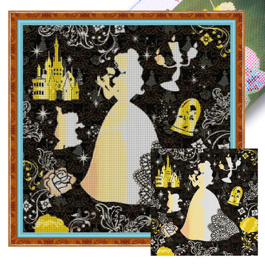 Silhouette-Princess Belle - 11CT Stamped Cross Stitch 40*40CM