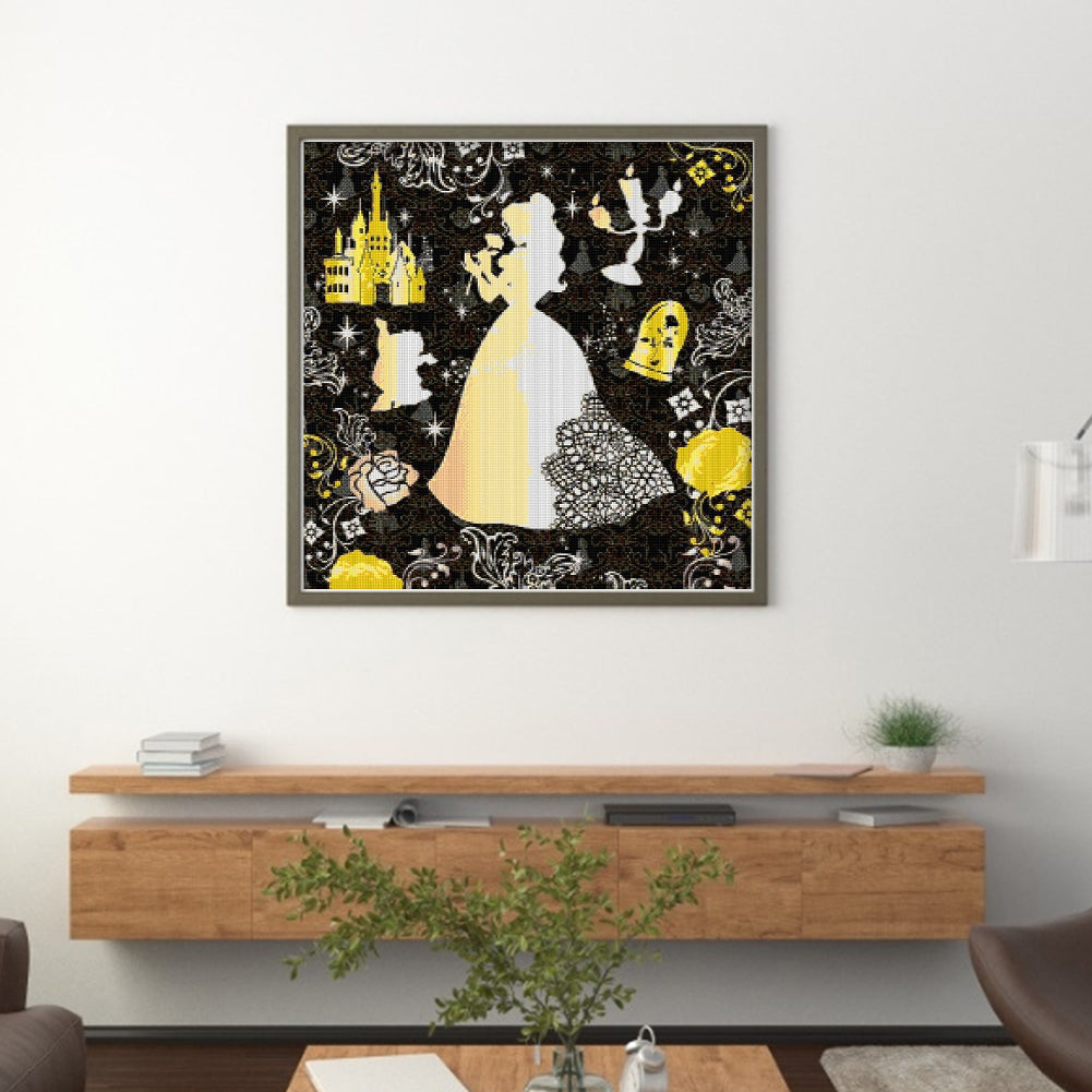 Silhouette-Princess Belle - 11CT Stamped Cross Stitch 40*40CM