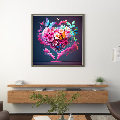 Love Rose Butterfly - 11CT Stamped Cross Stitch 40*40CM