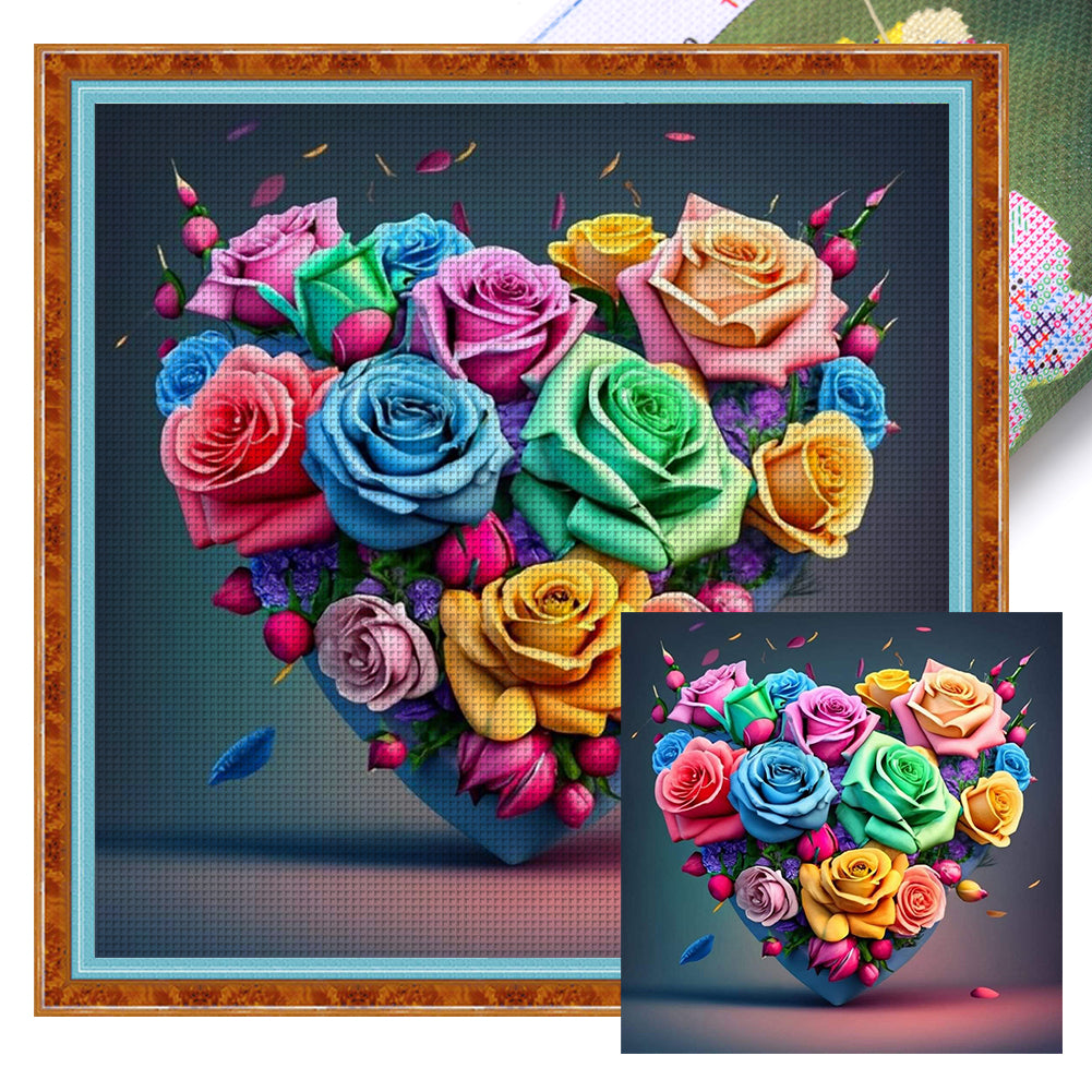 Love Rose - 11CT Stamped Cross Stitch 40*40CM