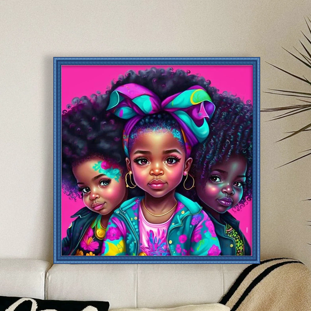 African Curly Hair Little Girl - 11CT Stamped Cross Stitch 40*40CM