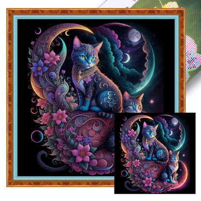 Flower Cat - 11CT Stamped Cross Stitch 40*40CM