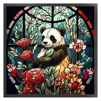 Glass Painting Panda - 11CT Stamped Cross Stitch 40*40CM