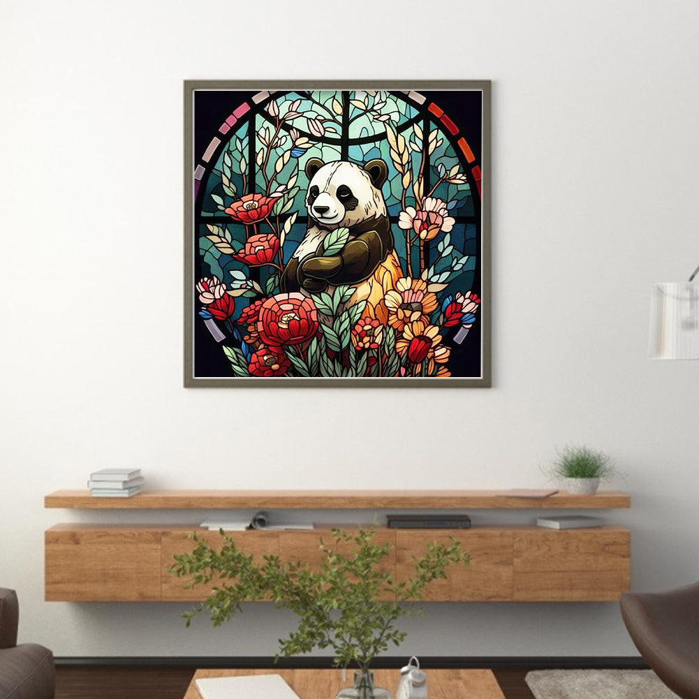 Glass Painting Panda - 11CT Stamped Cross Stitch 40*40CM