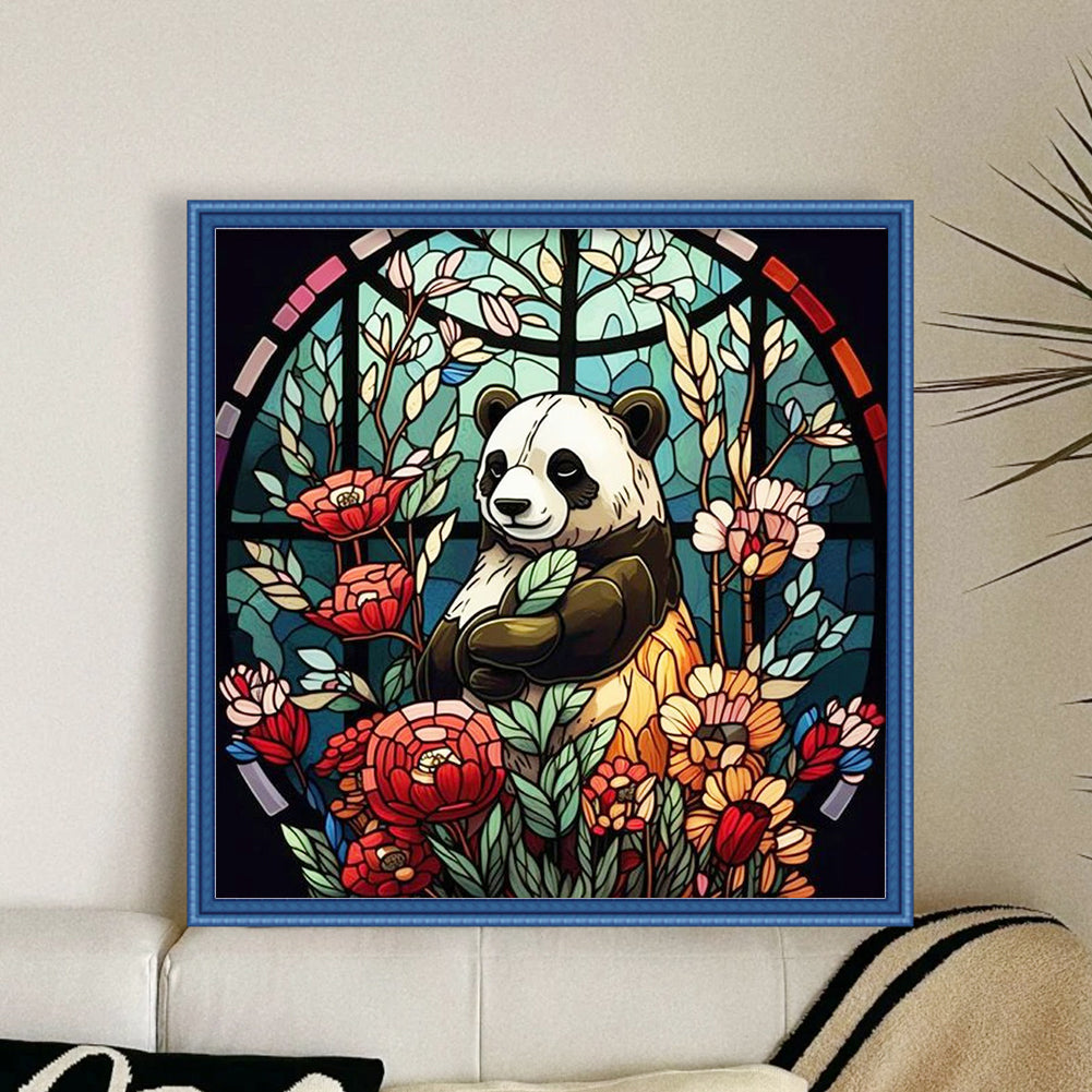 Glass Painting Panda - 11CT Stamped Cross Stitch 40*40CM