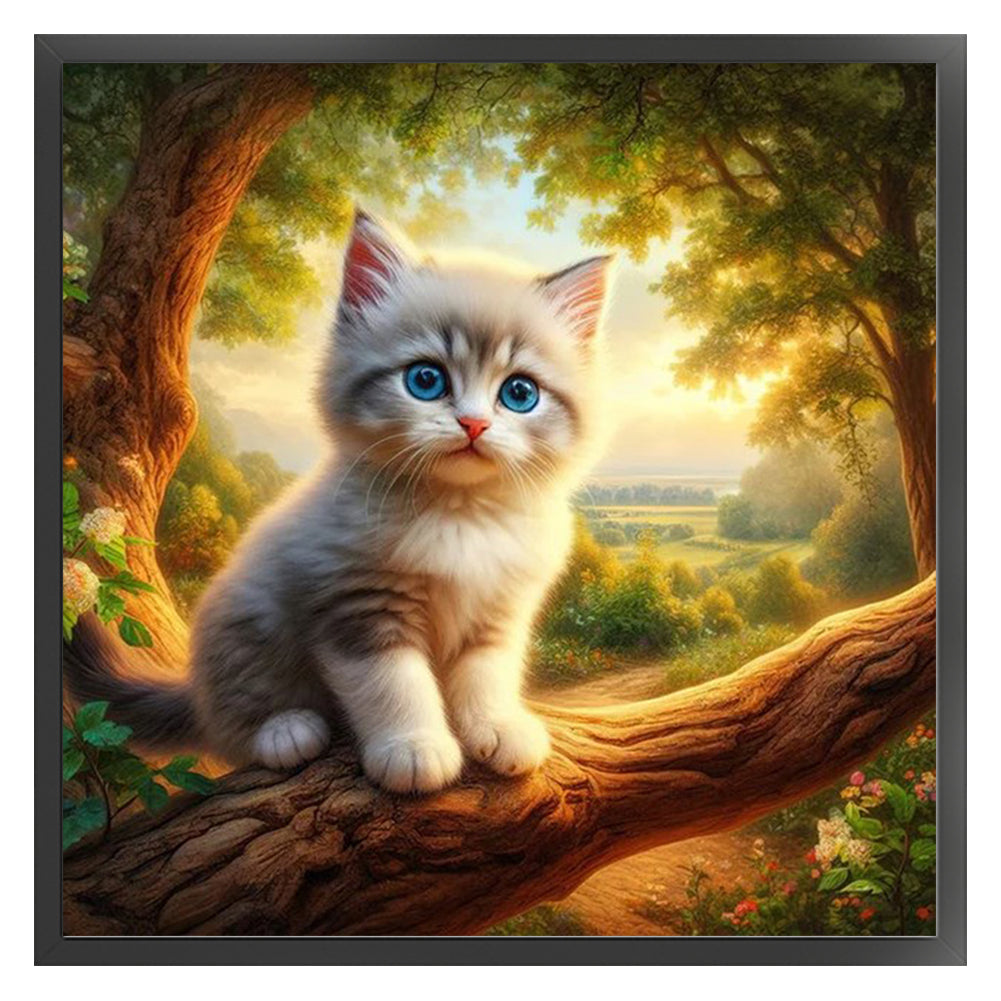 Kitten On Tree Branch - 11CT Stamped Cross Stitch 40*40CM