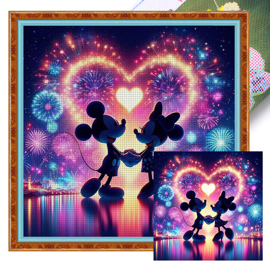 Love Mickey And Minnie - 11CT Stamped Cross Stitch 40*40CM