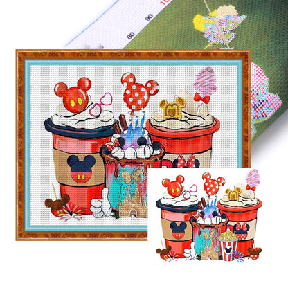 Mickey Cup Dessert - 11CT Stamped Cross Stitch 50*40CM