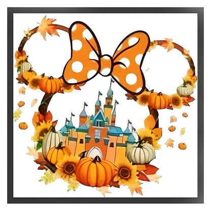 Orange Mickey Head Castle - 11CT Stamped Cross Stitch 40*40CM