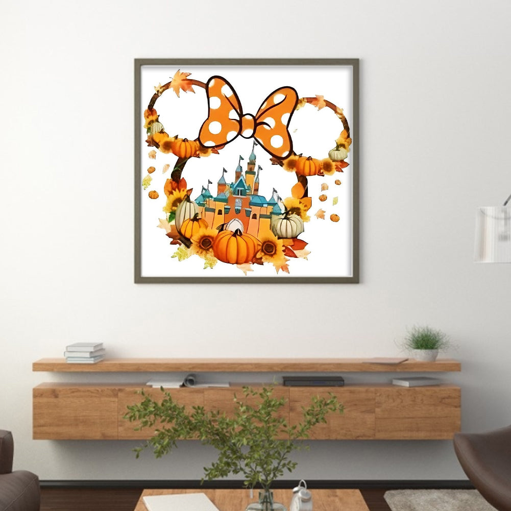 Orange Mickey Head Castle - 11CT Stamped Cross Stitch 40*40CM