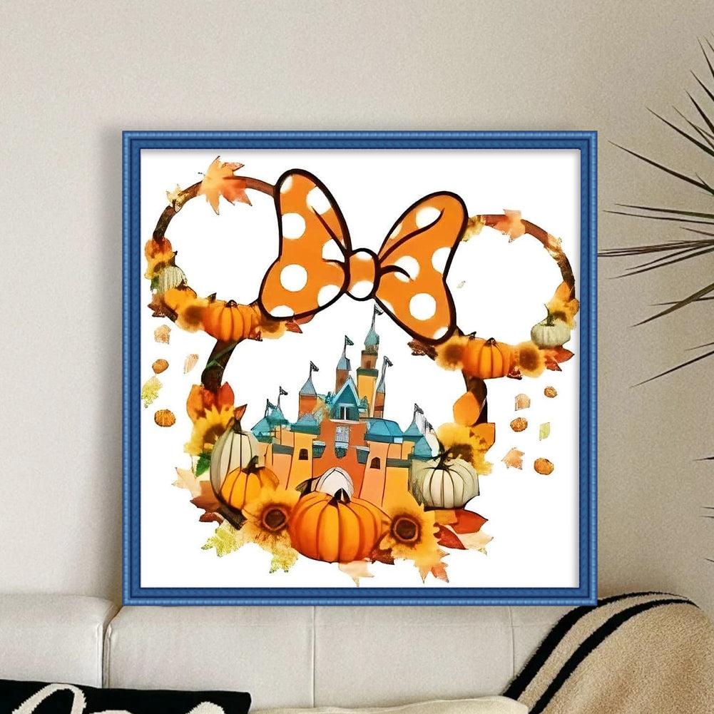 Orange Mickey Head Castle - 11CT Stamped Cross Stitch 40*40CM