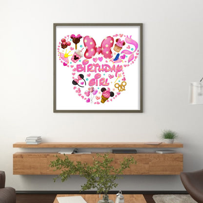 Pink Mickey Head Dessert - 11CT Stamped Cross Stitch 40*40CM