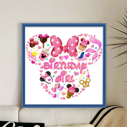 Pink Mickey Head Dessert - 11CT Stamped Cross Stitch 40*40CM